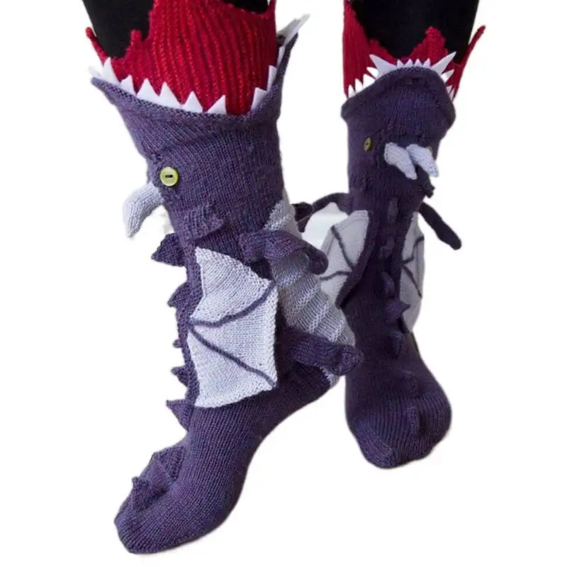 1pair Knitted Animal Socks Funny Socks Crocodile Socks Winter Warmth