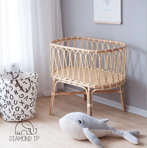 Gy Roman Baby Rattan Bed French Natural Retro Style Handmade Tasteless  Rattan Woven Children's Bed Babies' Bed Cradle - Figurines & Miniatures -  AliExpress