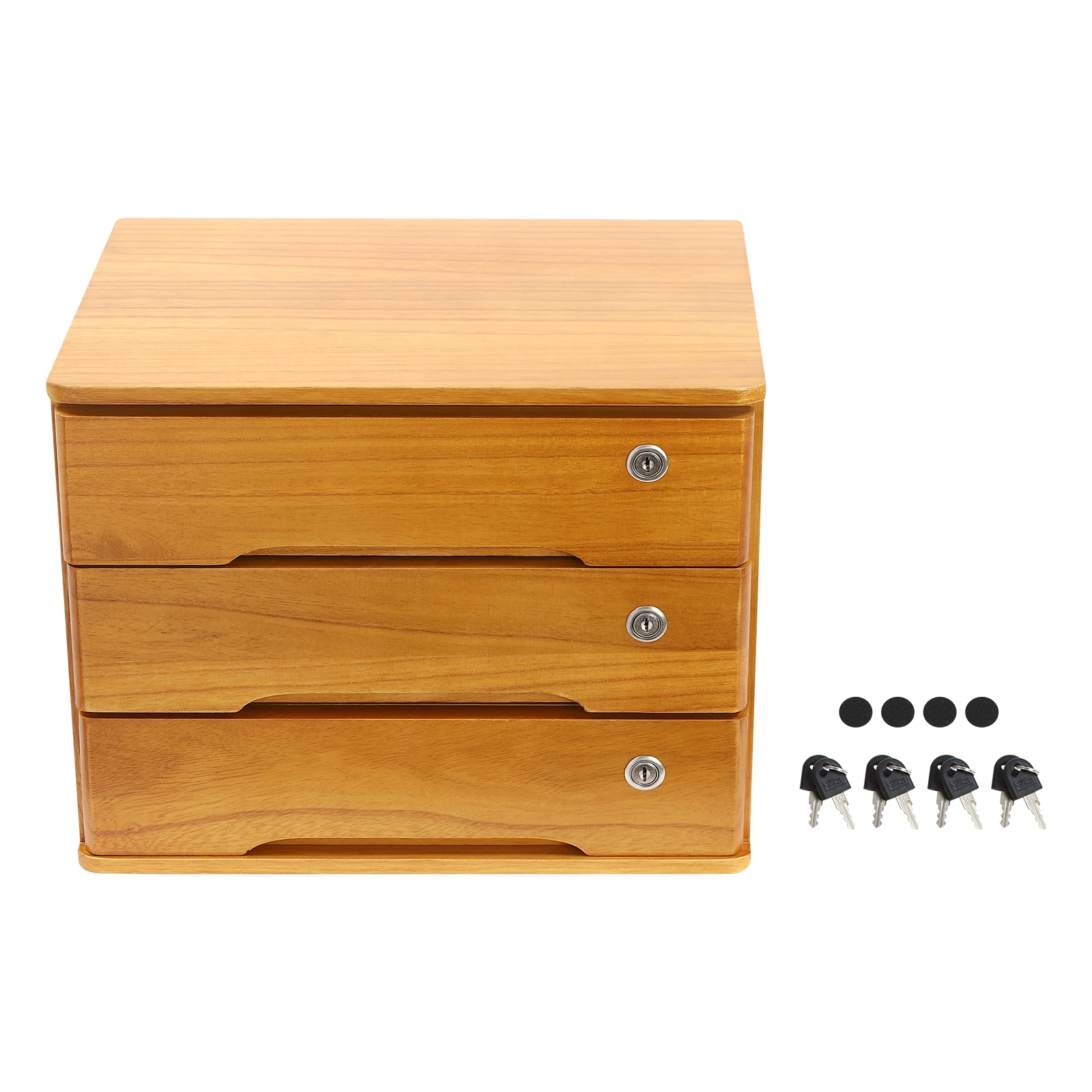 Schreibtisch-Organizer aus Holz, 3-stufige Schreibtisch-Aufbewahrungsbox mit abschließbaren Schubladen, 30 kg Belastung, für Büro, Arbeitszimmer, Schlafzimmer, Schreibwaren, Kosmetik, S – Detail 1