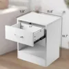 Nightstands Set  with Drawer for Bedroom, Wood Night Stand Set with Open Shelf, Modern Nightstand 3