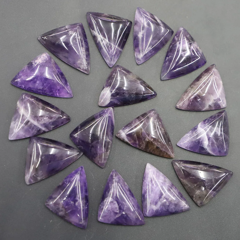 Free Shipping 18*26mm Natural Amethyst Triangle Non-porous Bare Stone Bead Patch Decorative Mosaic Accessories Wholesale 10P/Lot