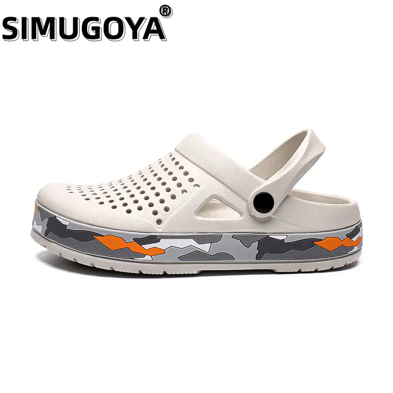 

SIMUGOYA New 2023 Summer Men Sandals Lightweight Casual Shoes EVA Soft Sole Hole Shoes Outdoor Beach Falt Slippers Garden Shoes