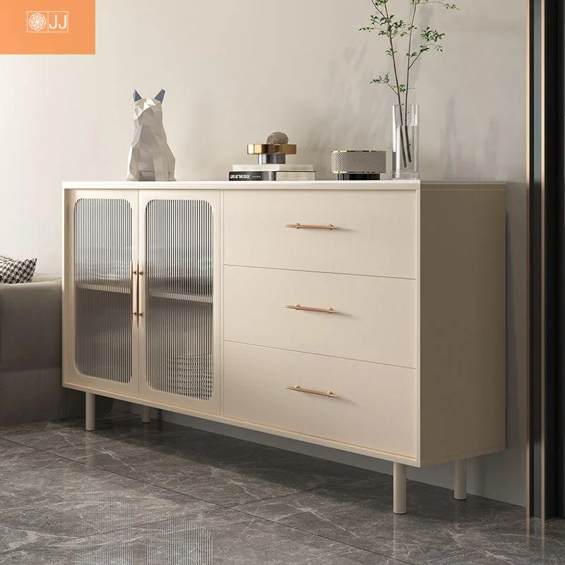 Light Luxury Cream Style Stone Plate Sideboard Storage Chest of Drawers Living Room Side Cabinet