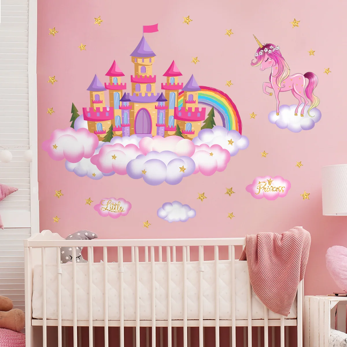 30*90cm Cartoon Castle Fantasy Fairy Tale Wall Sticker Children's Room Kindergarten Background Decorative Wall Sticker Bm6050