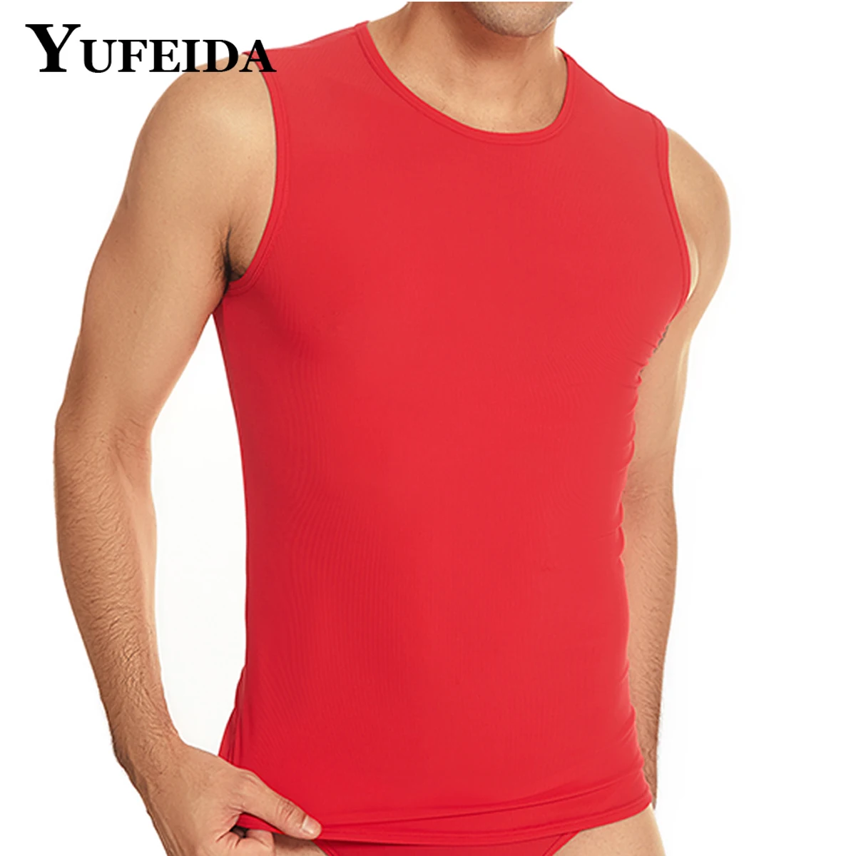 

YUFEIDA Men's Sports Tank Top Summer Breathable Sleeveless Round Neck Solid Color Vest Male Running Fitness Tanks Tops Sportwear