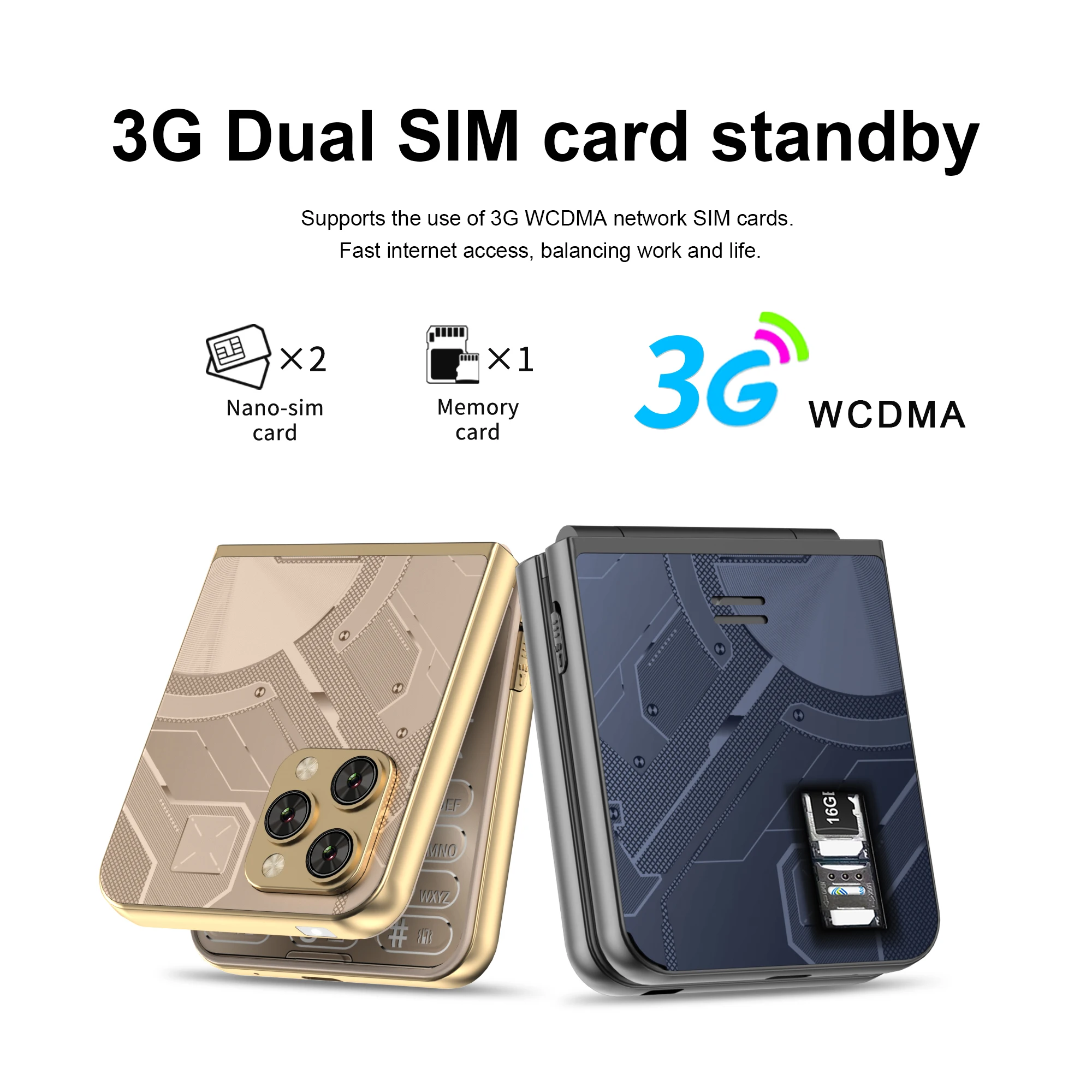 SERVO Flilo9 3G Mobile Phone Dual SIM Standby Call Recording Speed Dial FM Radio Blacklist Flashlight Foldable Button Cellphones