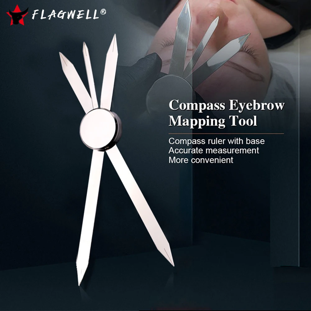 three point positioning tattoo measuring eyebrow ruler tattoo compass eyebrow ruler stainless steel golden ratio brow ruler Three-point Positioning Compass Eyebrow Mapping Ruler Stainless Steel Microblading Tattoo Makeup Measure Golden Ratio Brow Tool