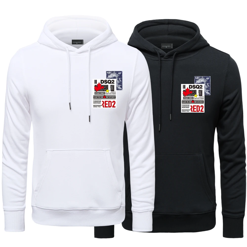 Mens Spring Autumn 100% Cotton Hoodies DSQ2 Brand Mens Daily Casual Loose  Hood Sweatshirt DSQ Print Street Hip Hop Hood Pullover - AliExpress