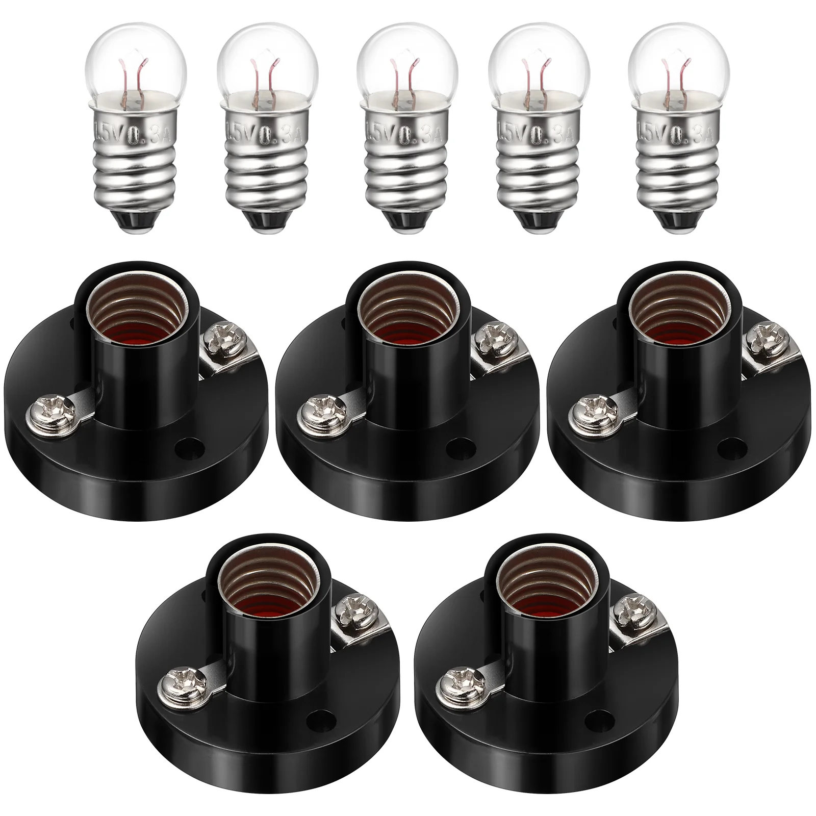 

Screw Lamp Holder Light Bulb Holders and Bulbs E10 with Black Outlets Base Stand Experiment Lighting Accessories Socket