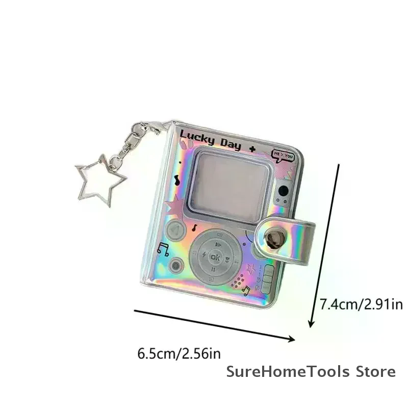 1pc 3-Inch Laser Colorful Mini Photo Album Truck Card Binder Keychain Pendant Kids Fans Collectible ID Photos