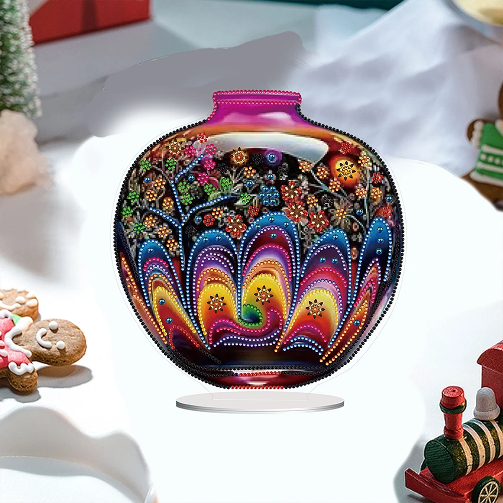 Acrylic Special Shape Artistic Vase Table Top Diamond Painting Ornament Kits Diamond Painting Desktop Decors for Adults Beginner