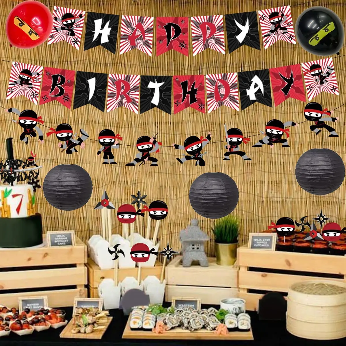 BLUHEN Lot de 12 bandeaux ninjas pour fête ninja, karaté, bandeau ninja  pour enfants, décoration d'anniversaire, cadeaux d'invités pour ninja,  anniversaire, fête à thème : : Cuisine et Maison