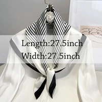 Luxury Imitation Silk Scarf Black And White Striped Head Wrap For Women Multifunction Silk Feeling Neckerchief 5