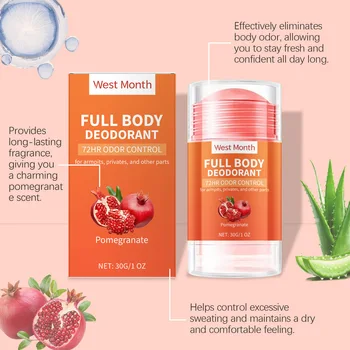 Pomegranate Antiperspirant Stick Deodorant Reduce Sweating Remove Armpit Smell Charming Fragrance Refreshing Odor Removal Stick 1
