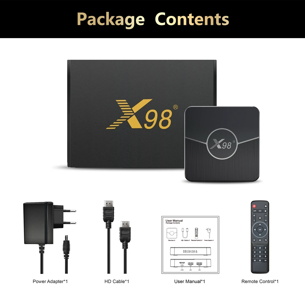 5PCS TV Box Android 11.0 X98 Plus 4GB RAM 64GB 32GB Amlogic S905W2 2.4G/5G Dual Wifi BT 4K 60fps LAN 100M Set Top Box 2GB 16GB