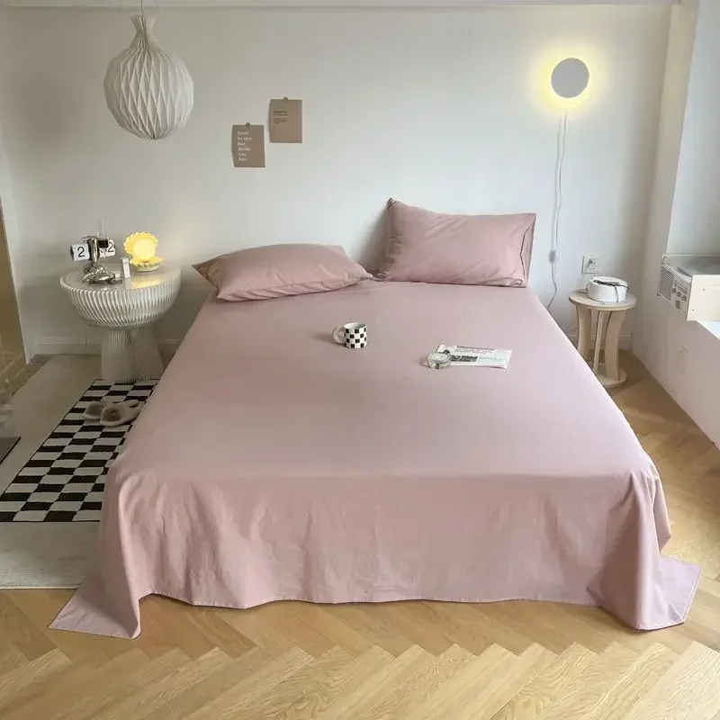 Four Seasons Universal New Bed Sheet White Double/queen/king Size Bed Sheet Solid Color Flat Sheet for Adult Sets 1