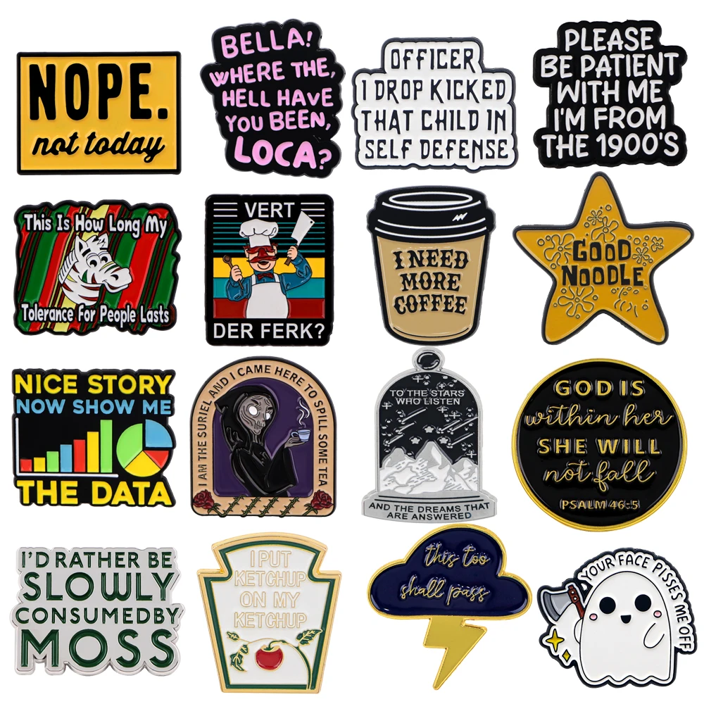 Quotation Coffee Series Men Lapel Pins for Backpacks Brooch for Clothes Enamel Pin Women's Briefcase Badges enamel pins,pin brooches,clothing brooch,enamel brooches