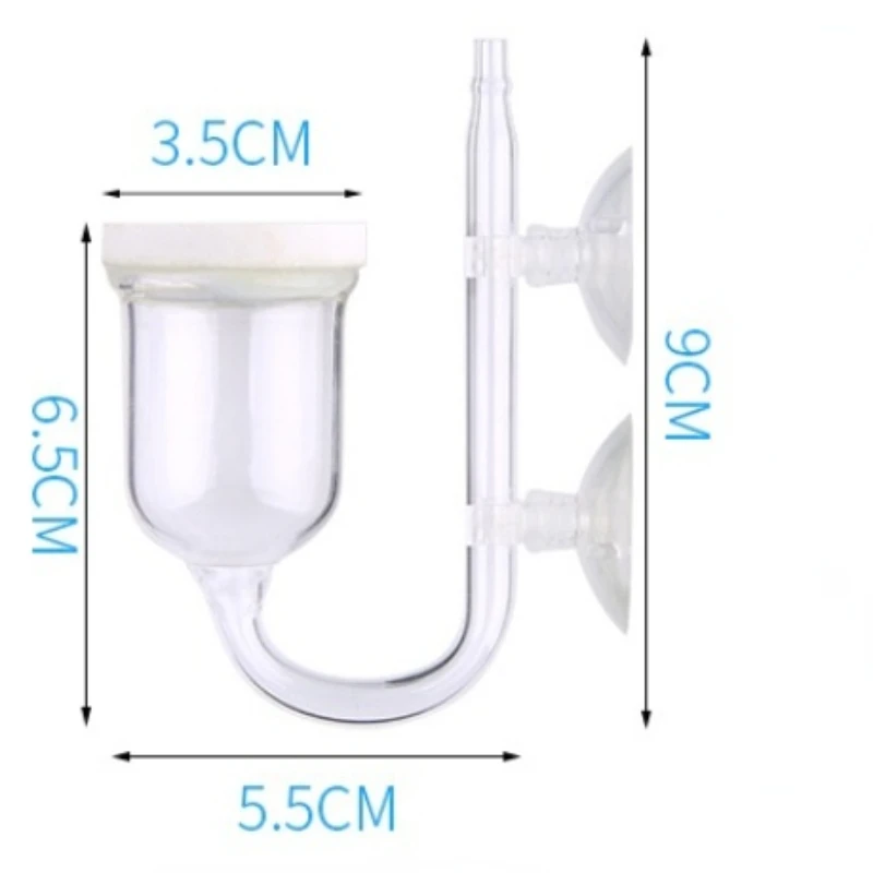 Difusor de sistema de CO2 para acuario, tubo de curva de vidrio en