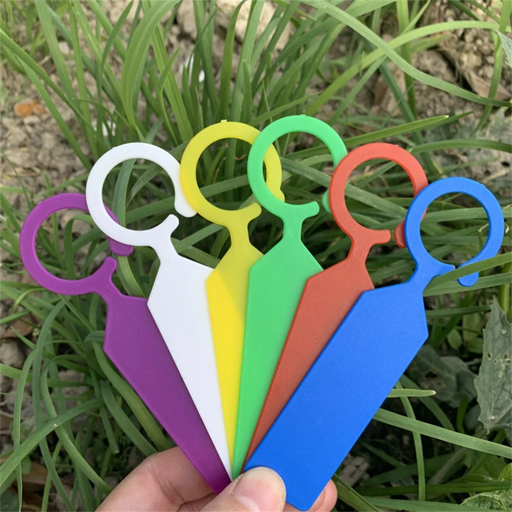 Plastic Plant Labels 10 Colors Garden Planting Tags Ring Hook Tree Markers Sign Plastic Waterproof Re-Usable Hanging Label Stake