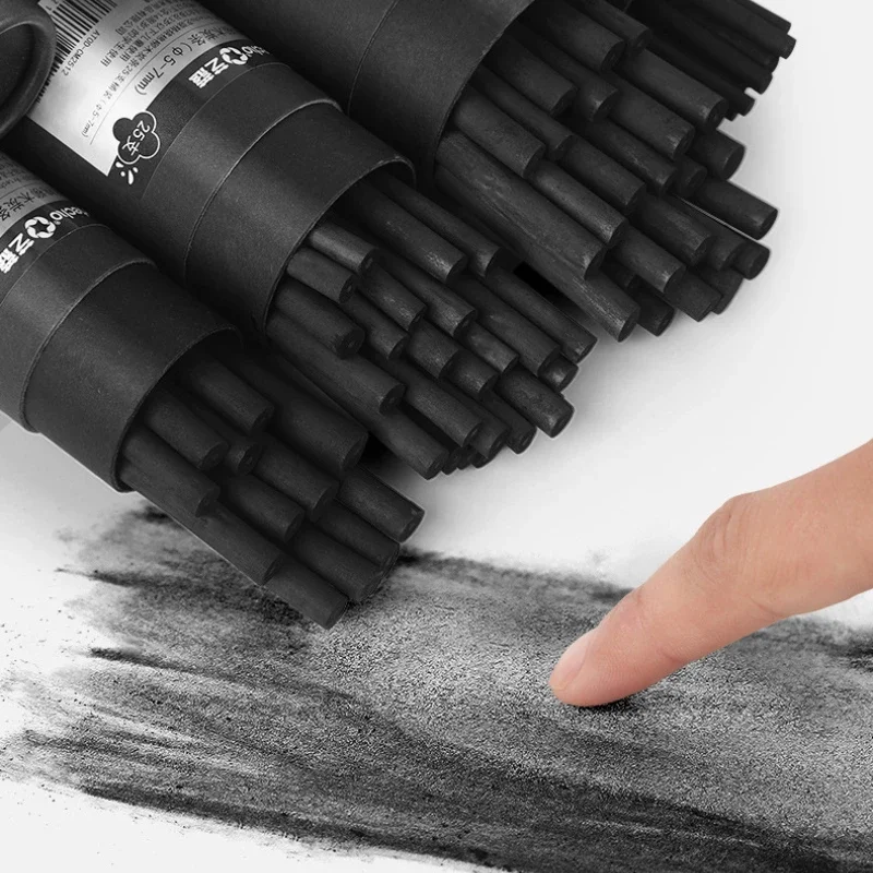2-9mm Cotton Willow Charcoal Strip Tube Packaging Art Student Sketching Carbon Pen Hand Drawing Charcoal Rod Art Supplies