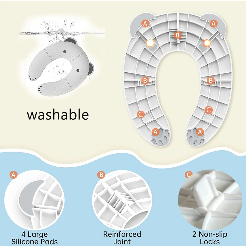 Children's Portable Folding Travel Toilet Seat With Non-Slip Silicone Pad Potty Training Seat for Toddlers Boys and Girls