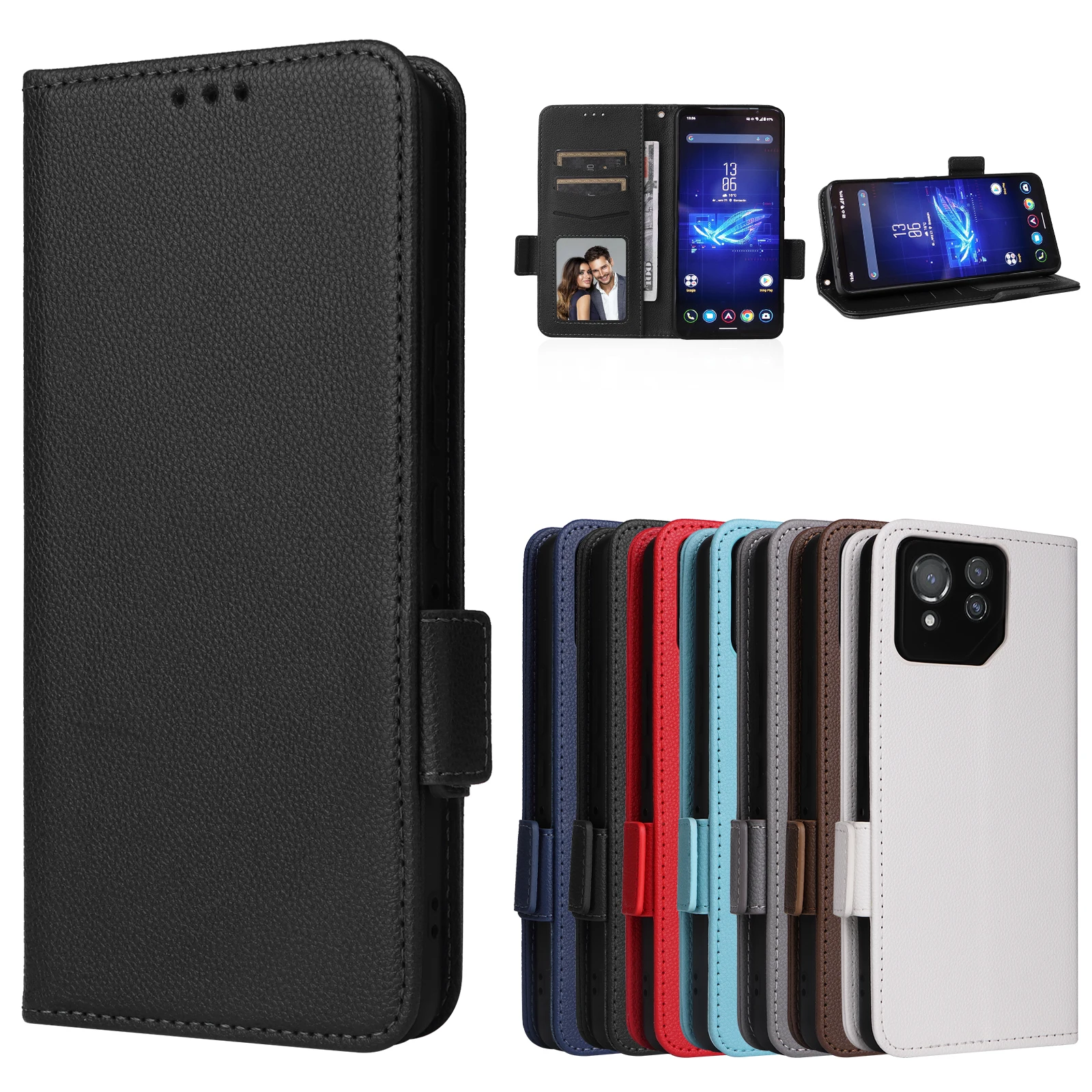 Pertain To Asus Rog Phone 8 Pro Luxury Flip Pu Leather Wallet Lanyard Stand Case Per Asus Rog Phone 8 Pro Phone Case 6.78"