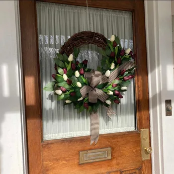 Spring Tulip Wreath Door Decoration 1