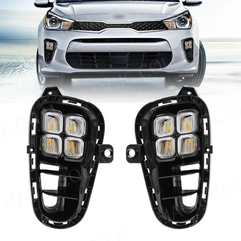 

Автомобильные аксессуары для Kia RIO 2017 2018 2019 2020 светодиодные противотуманные фары DRL дневные ходовые огни дневной свет сигнал поворота фара автомобильные аксессуары