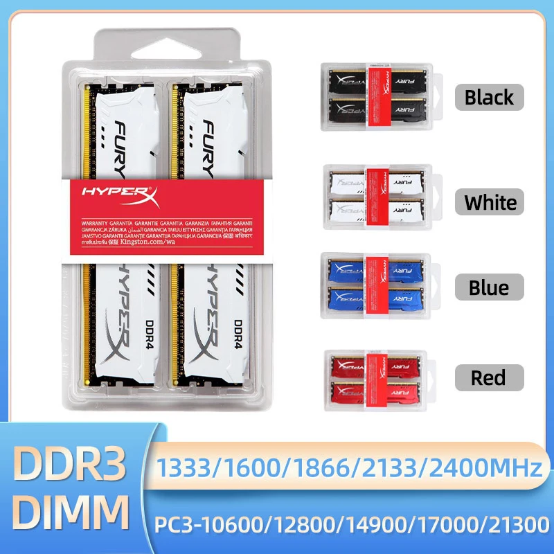 Memoria Ram Ddr3 8Gb(1X8G) 16Gb (2X8Gb) Kit Ram 1866Mhz 1600 1333 2133 2400Mhz Desktop Ram 1.5V Dimm Pc3-12800 14900 Hyperx Fury