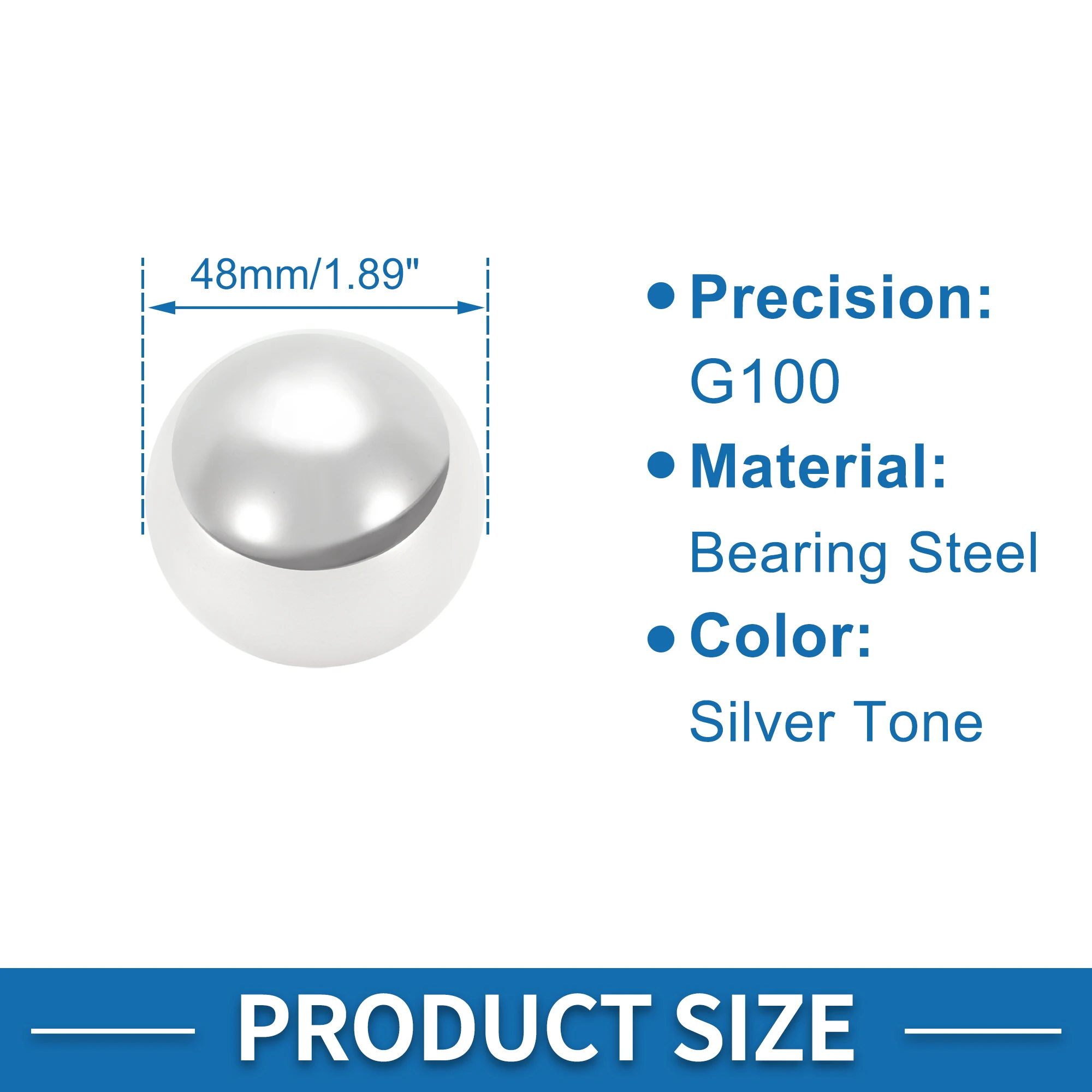 X Autohaux 48mm 베어링 볼 베어링 스틸 G100 정밀 볼 실버 톤 1개