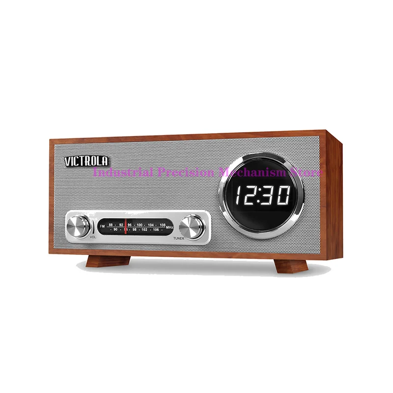 

Vintage Walnut Wood Bluetooth Speaker Stereo Clock Radio, Home Bedside Decoration, Table Decoration