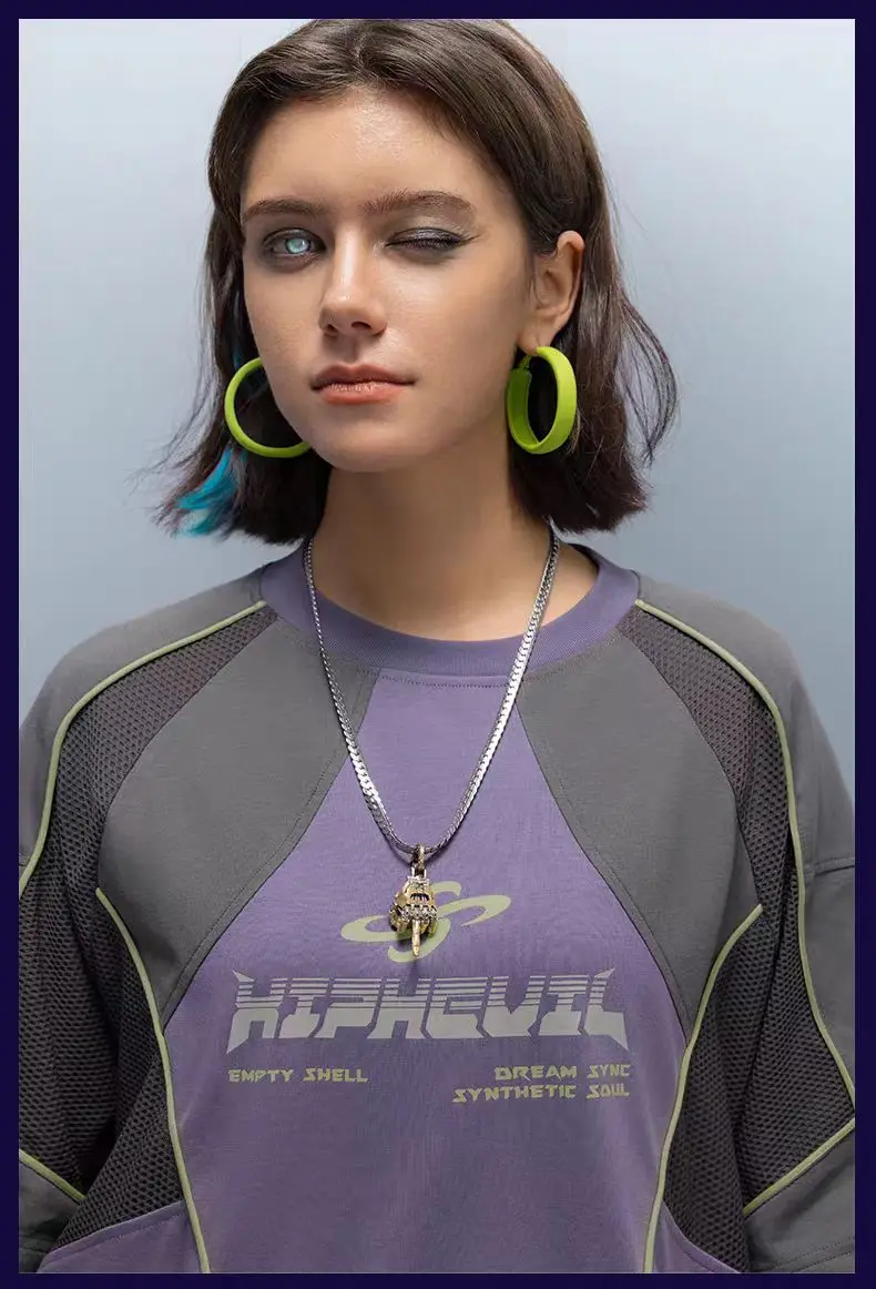 XEvil 25ss Front pockets t-shirt combined materials armpit mesh antibacterial ice feeling material dystopian sci-fi -
