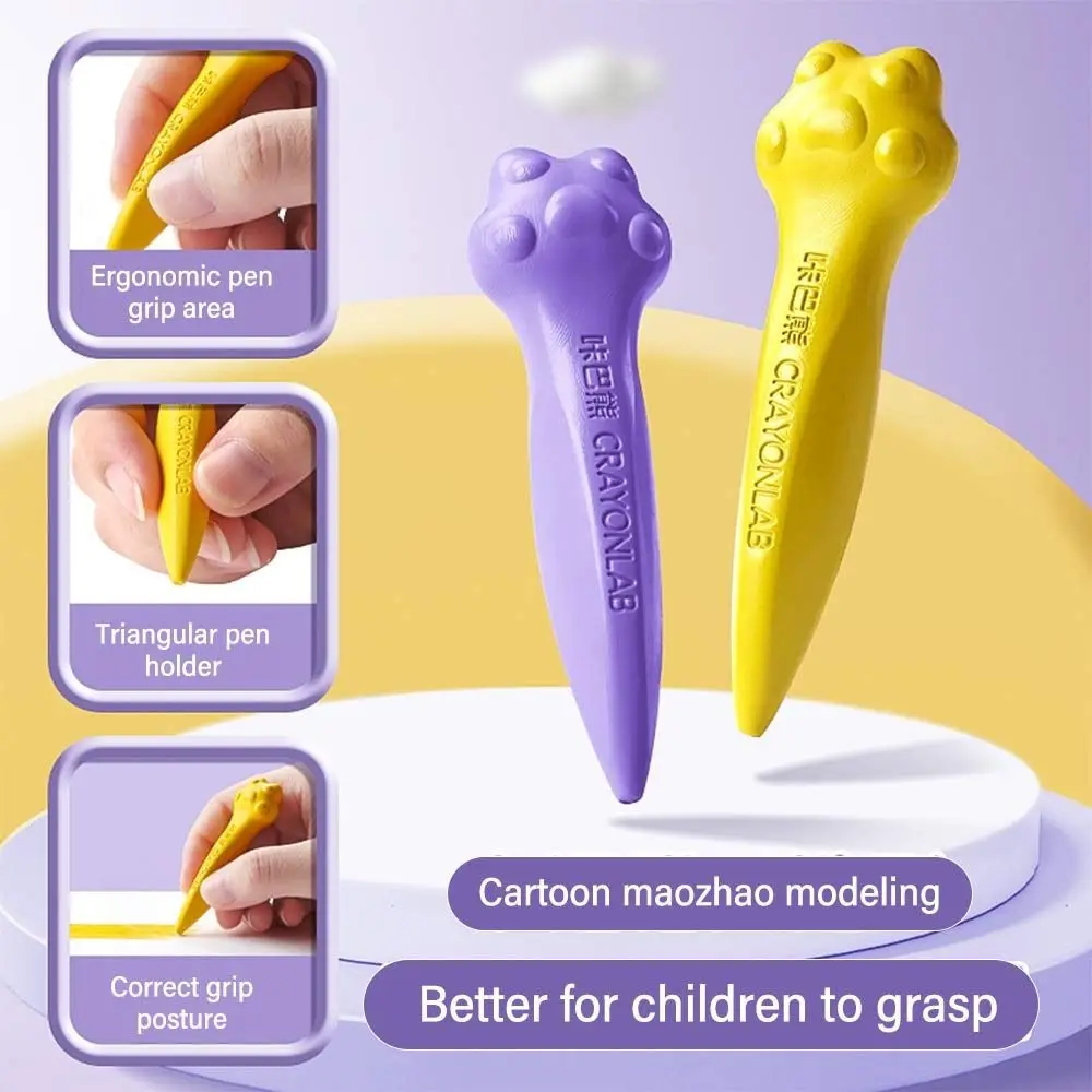 Children Do Not Dirty Hands Plastic Crayon Set Creative Painting Tools Cat Paw Shaped Washable 12/24/36 Colors