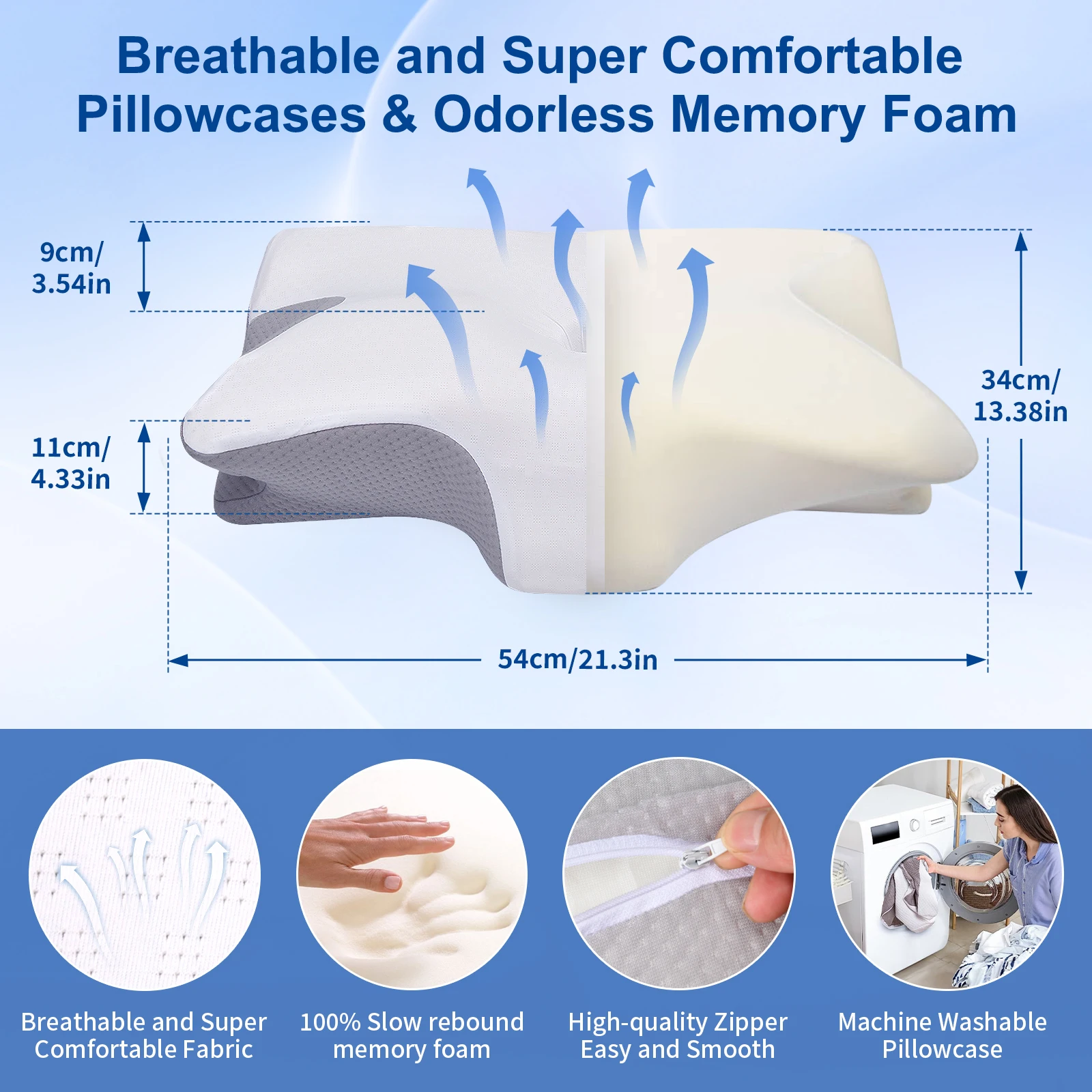 Ergonomic Memory Foam Pillow for Neck Pain Relief