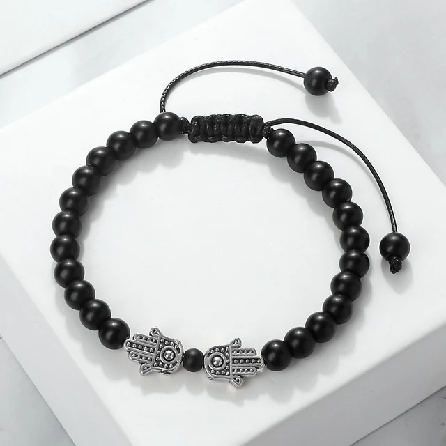 97936-82b688.jpg Bracelet pendentif main de Hamsa en perles naturelles œil de tigre et pierre de lave, tressé, pour femmes, hommes, couples, bijou porte-bonheur et protection, cadeau