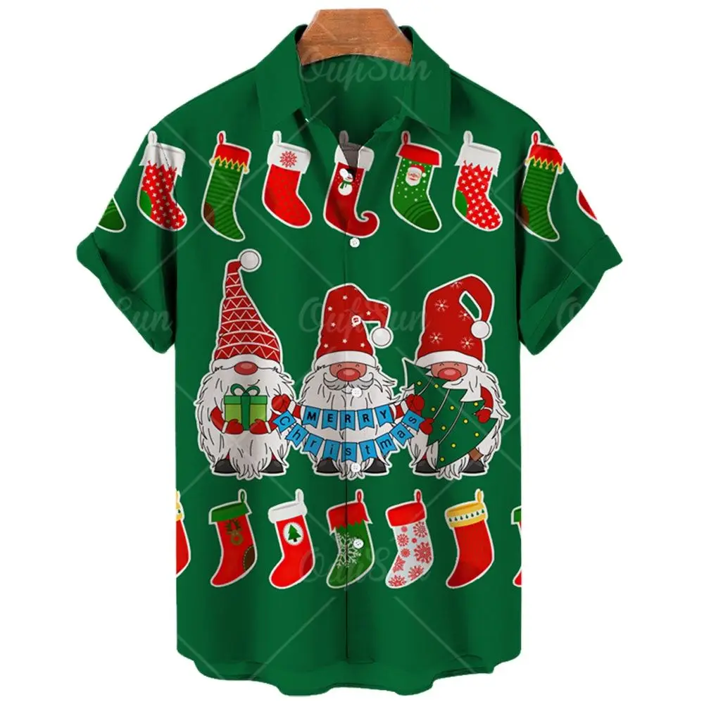 Men's Christmas Shirt, 3d Santa Print Short Sleeve T-shirt, Holiday Party Casual Christmas Shirt, Oversized T-shirt, 2022 Shirt 4
