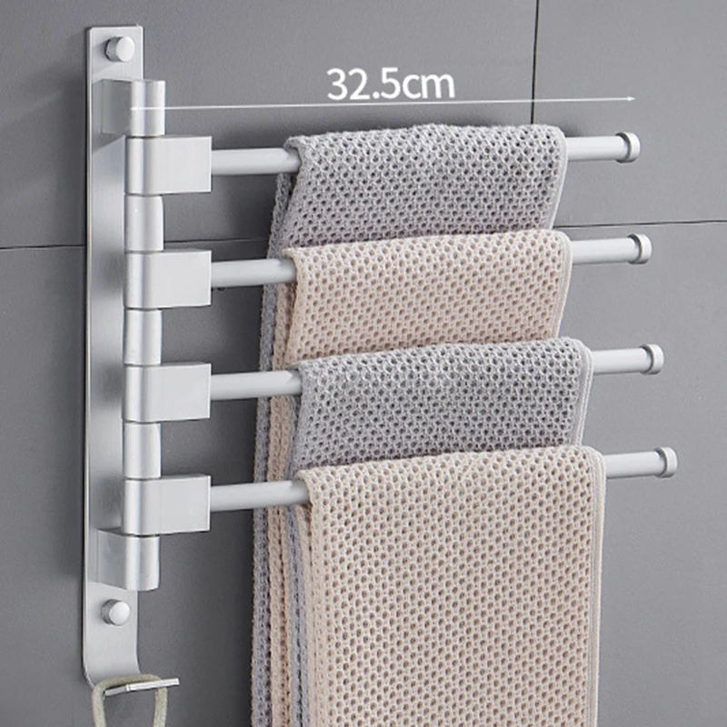 Towel Rod Portable Pole Black Towel Rack Revolving Portable No Punching Rack Toilet Pendant Bathroom Holder