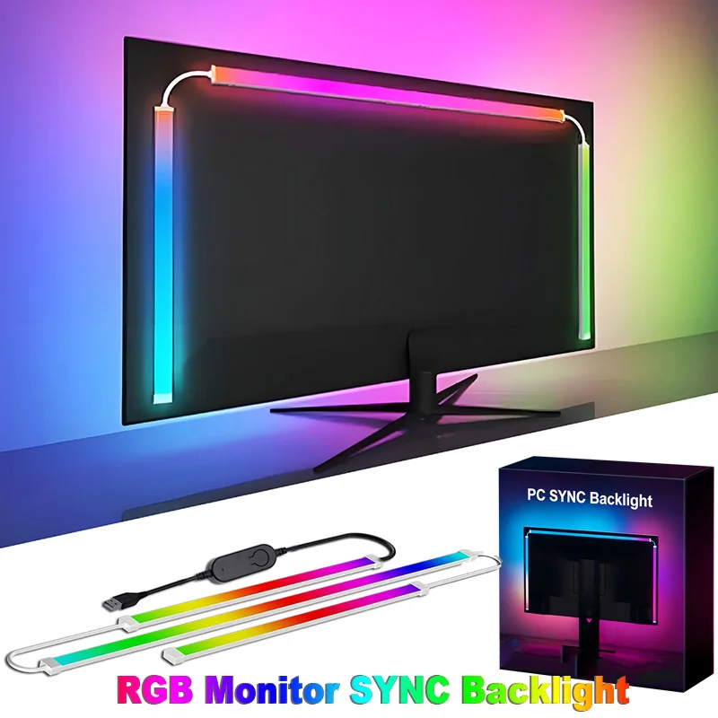 Bande lumineuse de jeu RGB, synchronisation de l'écran d'ordinateur, moniteur de rétro-éclairage, éclairage d'ambiance, contrôle intelligent par application, Modes de couleur pour salle de jeux