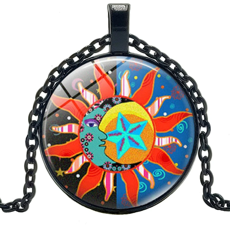 

Лидер продаж 2019, новое ювелирное изделие, массивное ожерелье, месяц и день, креативное круглое ожерелье с выпуклым кулоном времени, детский ...