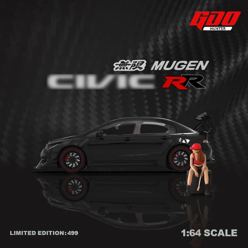 

TM In Stock 1:64 CIVIC FD2 Modified MUGEN RR Carbon Fibre Diecast Diorama Car Model Collection Miniature Carros Toys Time Micro