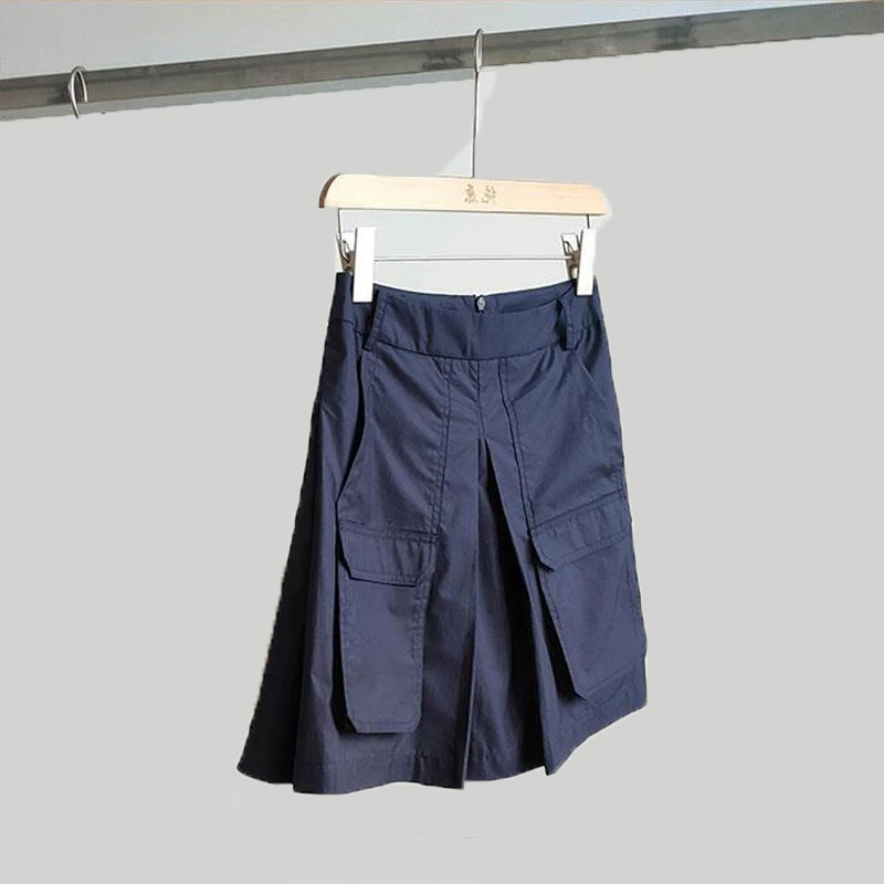 2024 New Summer Women Trendy High Waist Pocket Short Cargo Pants Y2K Female Casual Loose Solid A-line Skirt Shorts Ropa De Mujer