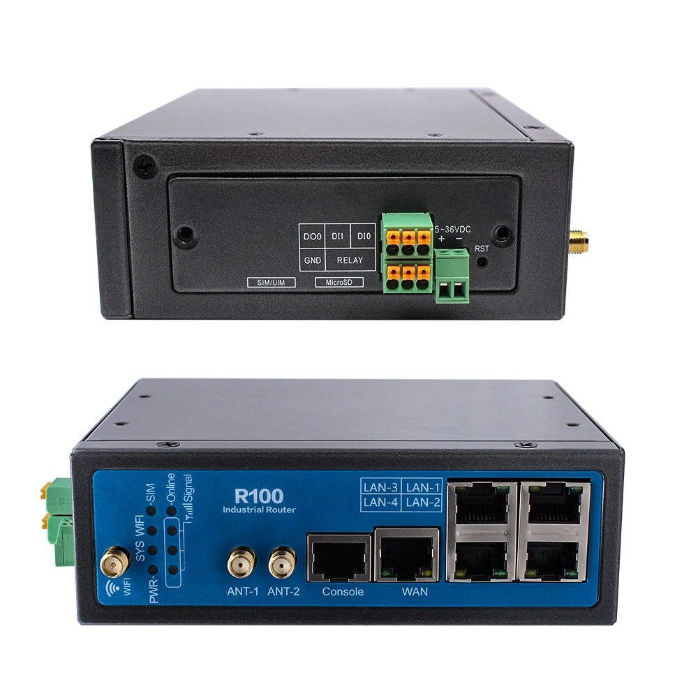 Support I/O RS232 RS485 ports R100 industrial 4G VPN wifi Router with Sim card slot Ethernet port