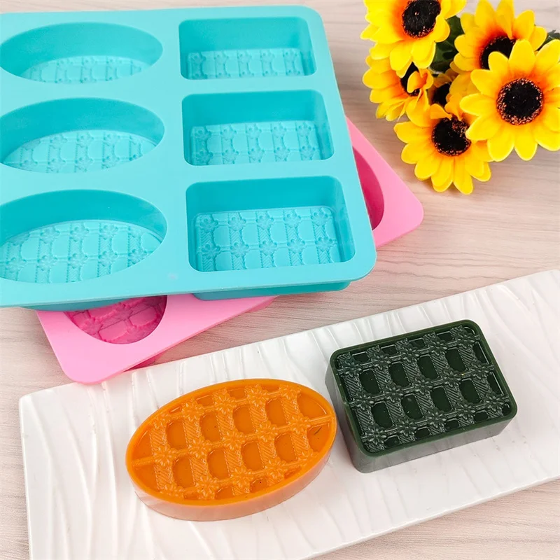 

6 Cavity Silicone Soap Molds DIY Oval Rectangle Shape Handmade Soap Mould Plaster Soap Mold Chocolate Cake Baking Tools Gifts