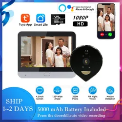 Smart Life Security-Protection Home Peephole Door bell 1080P Tuya Video Call Camera Alexa Wireless Intercom in private house
