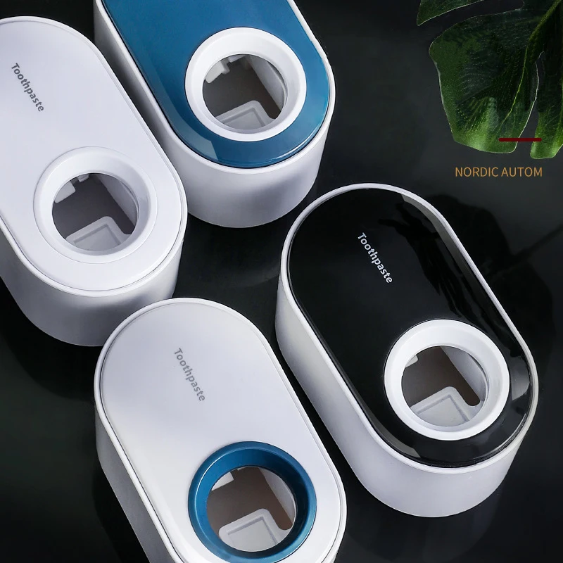 Bathroom accessories set Toothpaste dispenser squeezer Automatic Toothpaste Dispenser Wall Mount Dust-proof Storage Holder