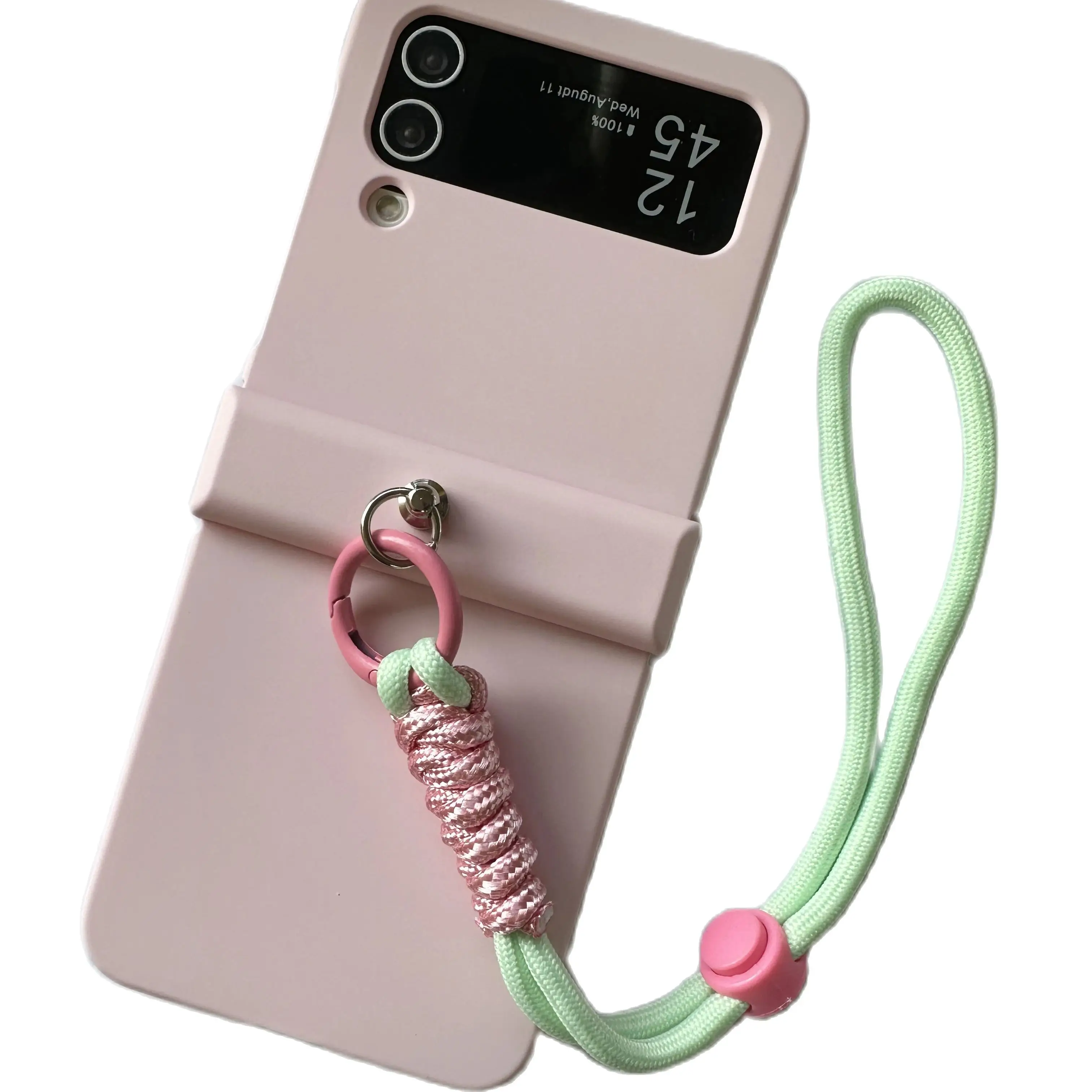 Korean Luxury Solid Color Case with Portable Rope Bracelet Chain for Samsung Galaxy Z Flip3 5G Z Flip5 Zflip5 Flip 4 Back Cover