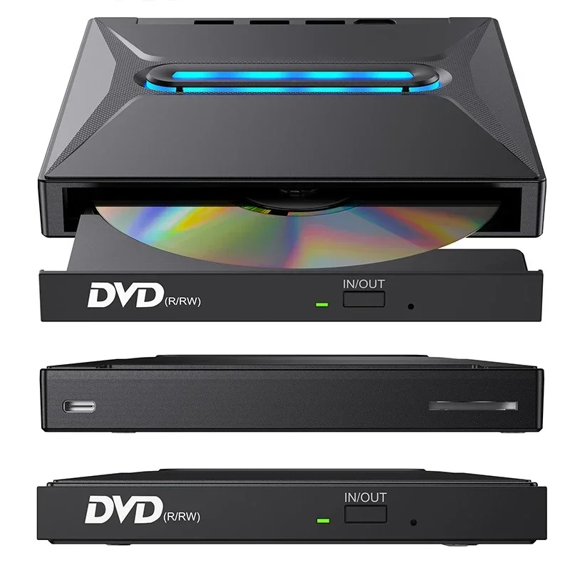External CD DVD Burner Blu Ray Burner CD/DVD+/-RW Drive SD Card Reader CD ROM Burner DVD Player Hub-Co for Laptop Desktop