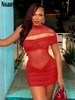 Nsauye Hollow Out One Shoulder Sleeveless Bodycon Mini Dresses Club Party Women See Through Sexy Chic Evening Dress Summer 2025 1
