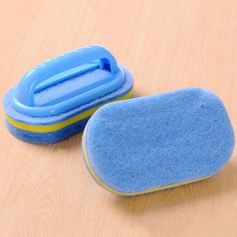 1pc Kitchen Sponge Wipe With Handle Cleaning Brush Bathroom Tile Glass  Cleaning Sponge Thickening Stain Removal Clean Brush