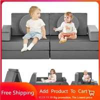 10PCS Modular Kids Play Couch, Convertible Child Sectional Sofa, Imaginative Furniture Play Set for Creative Kids 1